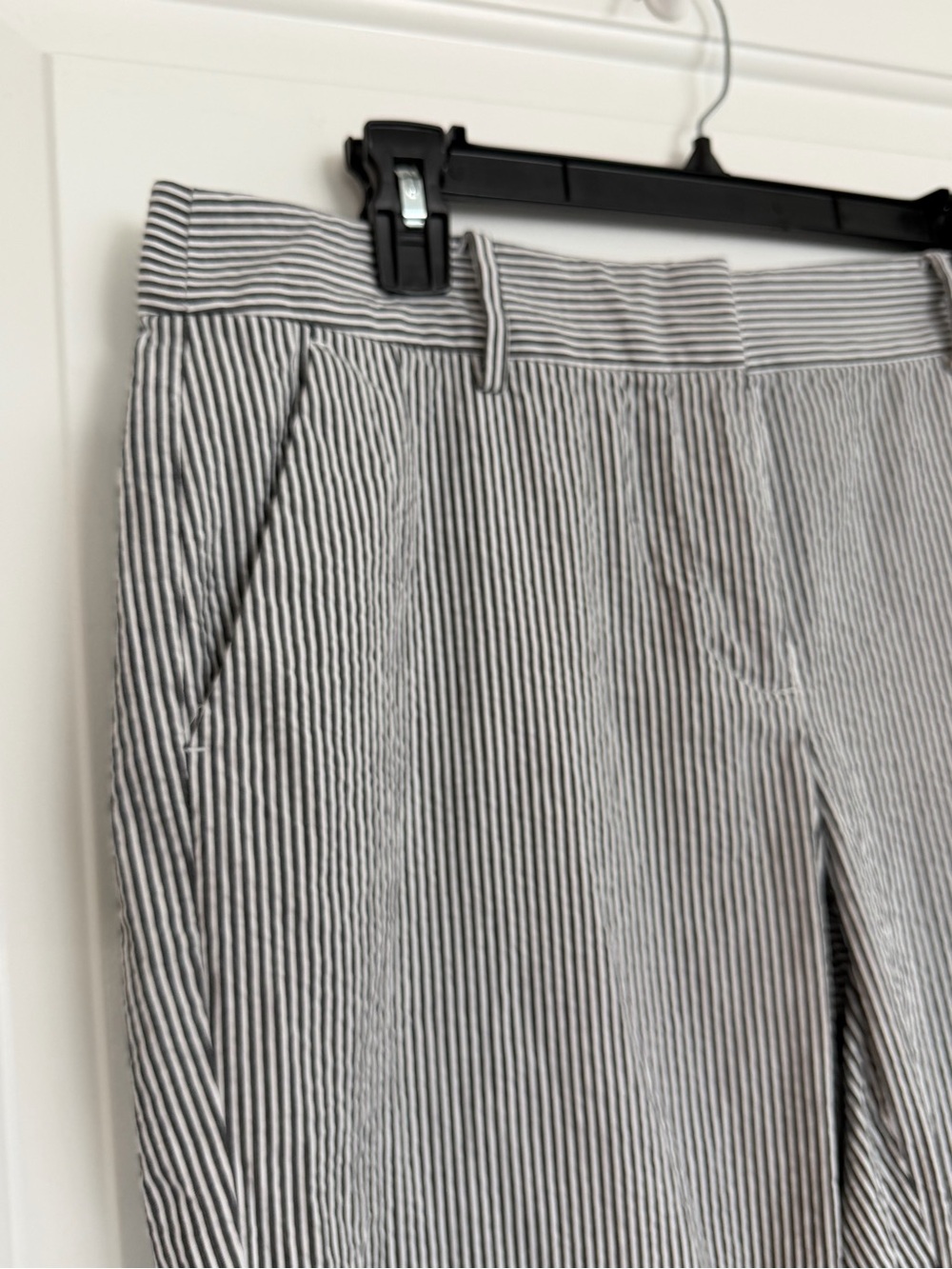 Loft Riviera Slim Seersucker Striped Cotton Pants Coastal Preppy Capsule Stretch